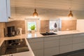 Modern kitchenette with white worktop in industrial style