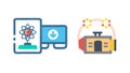 Modern Knowledge Hub, Digital Library, Smart Data Building, Flat Icon, vector design Generative AI Royalty Free Stock Photo