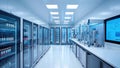 A modern laboratory with bright lights, clean surfaces, and advanced scientific equipment, capturing Royalty Free Stock Photo
