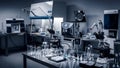 Modern Laboratory Equipment Automation, Microscopy, and Chemistry Glassware Royalty Free Stock Photo