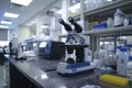 Modern Laboratory Interior with Microscope and Scientific Equipment Royalty Free Stock Photo