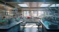 Modern laboratory. Interior of modern research laboratory. Science and technology theme Royalty Free Stock Photo