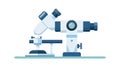 Modern Laboratory Microscope in Flat Design Style, vector design Generative AI Royalty Free Stock Photo