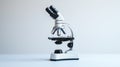 Modern laboratory microscope on a white background