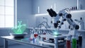 Advanced Laboratory Setting with Microscope and DNA Analysis Royalty Free Stock Photo