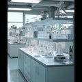 A Modern Laboratory Setting Featuring Various Glassware Designed for Scientific Research and Experiments Royalty Free Stock Photo