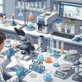 A modern laboratory setting with various scientific equipment Royalty Free Stock Photo