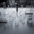 A modern laboratory setup featuring an assortment of clear glassware Royalty Free Stock Photo