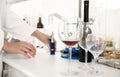 Modern laboratory of winery. Checking acidity of wine and organoleptic characteristics Royalty Free Stock Photo