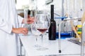 Modern laboratory of winery. Checking acidity of wine and organoleptic characteristics Royalty Free Stock Photo