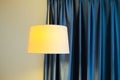 Modern lamp with blue curtain