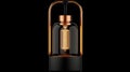 Modern lamp design with a stylish copper finish on a black base Royalty Free Stock Photo