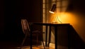 Modern lamp illuminates elegant old fashioned home interior generative AI