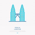 Modern landmark Kuala Lumpur thin line icon