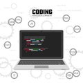 Modern languages web programming. Web development, design and coding concept. Vector