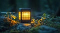 Modern lantern lighting in a serene forest environment
