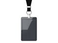 Modern lanyard attached identification badge isolated on white background Royalty Free Stock Photo