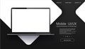 Modern Laptop with blank app screens mockup. Wireframing screens template to create and showcase your web site ui