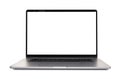 Modern laptop with blank white screen incline 90 degree isolated on white background Royalty Free Stock Photo