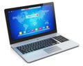 Modern laptop with blue interface Royalty Free Stock Photo