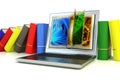 Modern laptop between books Royalty Free Stock Photo