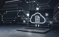 Modern Laptop Cloud Computing Digital File Storage Network Technology Data web files server online upload backup access Royalty Free Stock Photo