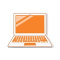 Modern laptop computer icon with blank orange screen, flat design vector illustration Royalty Free Stock Photo
