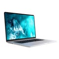 Modern Laptop Computer with Vivid Abstract Ocean Screen Display Digital Technology Device Royalty Free Stock Photo