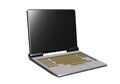Modern laptop 3D render in white background or isolated background for computer mockup. Royalty Free Stock Photo