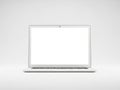 Modern laptop displaying a blank screen against a plain background Royalty Free Stock Photo