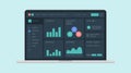 Modern laptop displaying business analytics and data visualization on screen Royalty Free Stock Photo