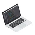 Modern laptop displaying code editor on screen with programming interface Royalty Free Stock Photo