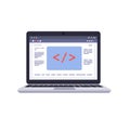 Modern Laptop Displaying Code Symbols, Software Development, Web Design Concept Royalty Free Stock Photo