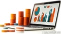Modern laptop displaying data charts Royalty Free Stock Photo