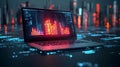 Modern laptop displaying vibrant data visualization on digital interface Royalty Free Stock Photo