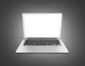 Modern laptop with empty screen isolated on black gradeient background 3d Royalty Free Stock Photo