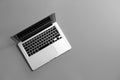 Modern laptop on gray background Royalty Free Stock Photo