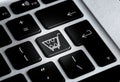 Modern laptop keyboard with cart symbol, closeup. Internet shopping