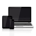 Modern laptop, mobile phone, tablet on a white background Royalty Free Stock Photo