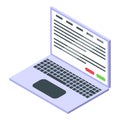 Modern laptop showing programming code on screen in isometric view Royalty Free Stock Photo