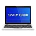 Modern laptop with system error message on blue screen