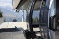 Modern large cabins on cableway near mountain outdoors