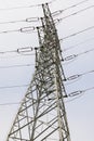 Modern large high voltage electric tower closeup Royalty Free Stock Photo