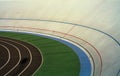 Modern, large, multicolored stadium and bike track for sportsmen. Bicycles. Active rest. Sport.