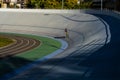 Modern, large, multicolored stadium and bike track for sportsmen. Bicycles. Active rest. Sport.