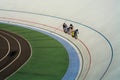 Modern, large, multicolored stadium and bike track for sportsmen. Bicycles. Active rest. Sport.