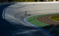 Modern, large, multicolored stadium and bike track for sportsmen. Bicycles. Active rest. Sport.