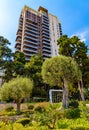 Modern residential development seen from Princess Antoinette Park of Les Revoires quarter in Monte Carlo district of Monaco