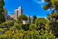 Modern residential development seen from Princess Antoinette Park of Les Revoires quarter in Monte Carlo district of Monaco