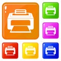 Modern laser printer icons set vector color